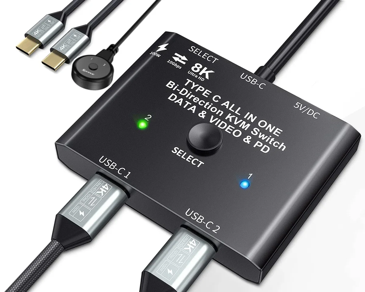 AUTYUE AUTYUE USB-C KVM Switch 2-Port 8K@60Hz 10Gbps 100W — product photo