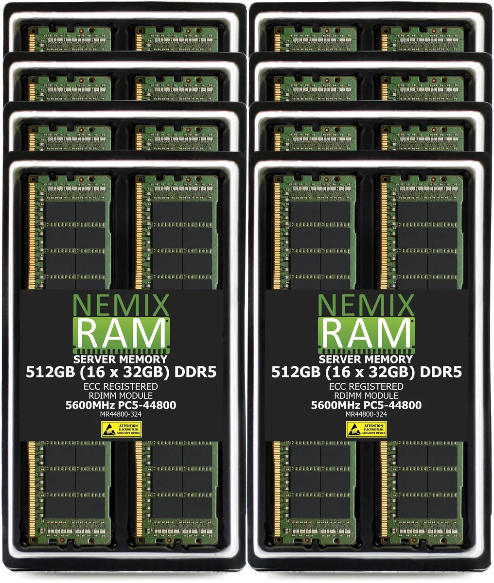 NEMIX RAM NEMIX RAM 512GB 16x32GB DDR5 5600 CL46 ECC RDIMM Lenovo ST650 V3 memory upgrade — product photo
