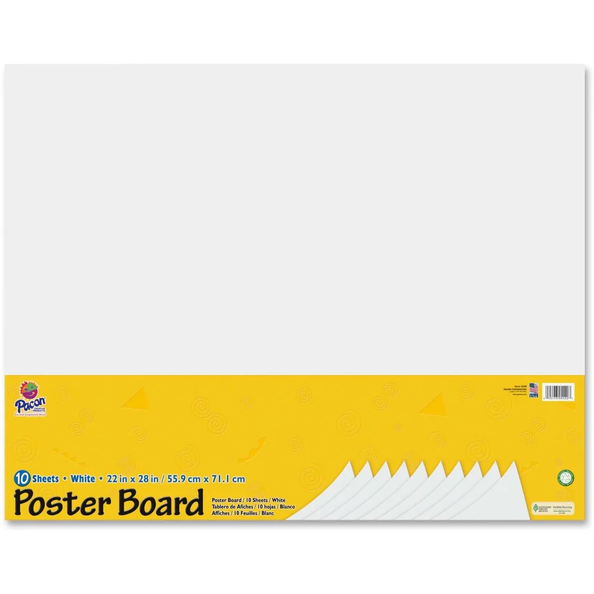 Pacon Pacon 5420 Peacock Poster Board White 10 Pack 22x28in — product photo