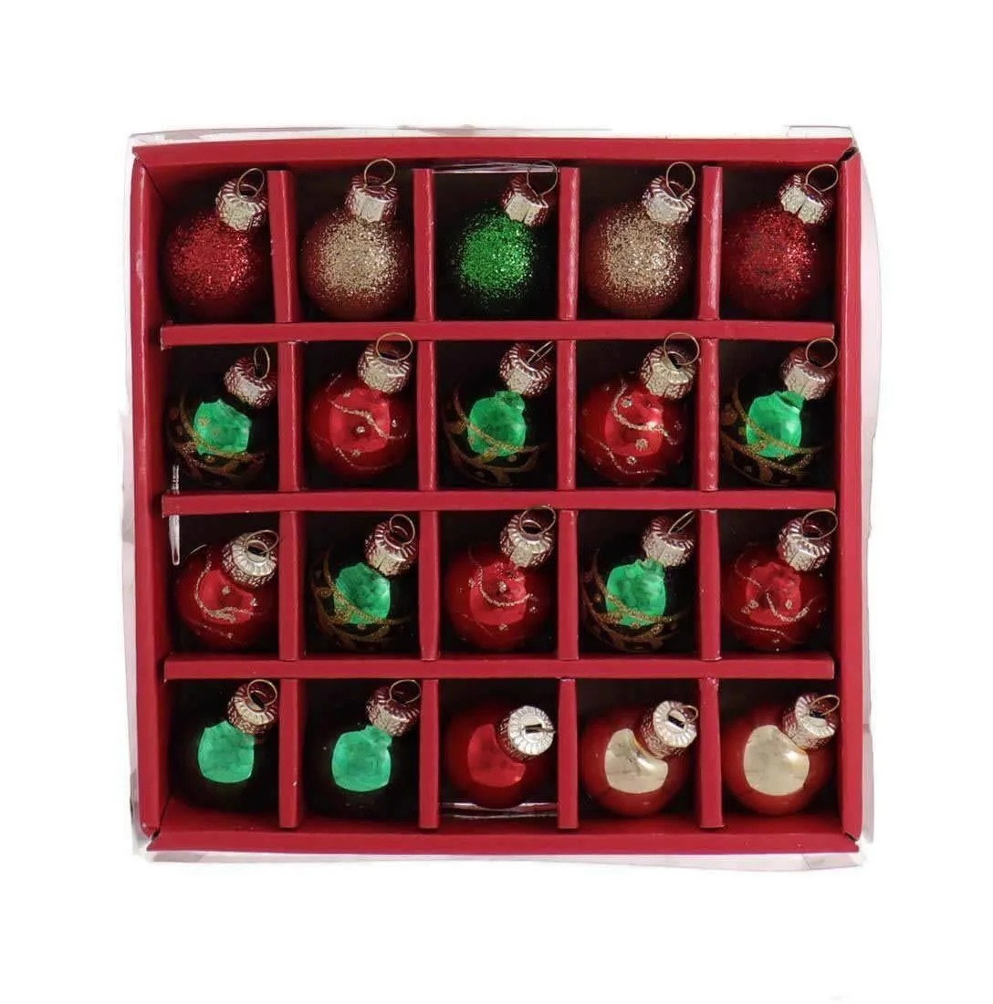  Kurt Adler GG0926 Miniature Glass Ball Ornaments 20-Piece Box 25mm — product photo
