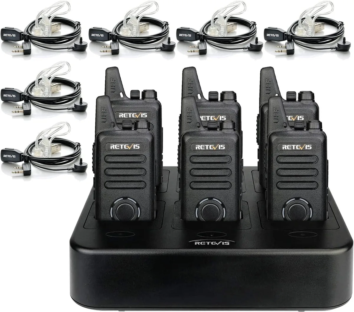 WUQ WUQ Two-Way Radio 6 Pack with 6-Way Charger, 22 Channel, 1000 mAh — product photo