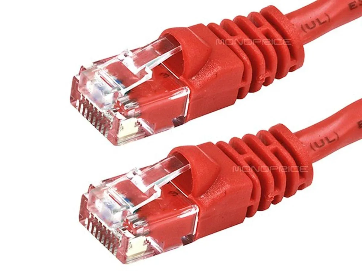 Monoprice Inc. Monoprice Inc. 141457 Cat5e 7ft Red Crossover Patch Cable UTP 24AWG 350MHz Pure Bare Copper — product photo