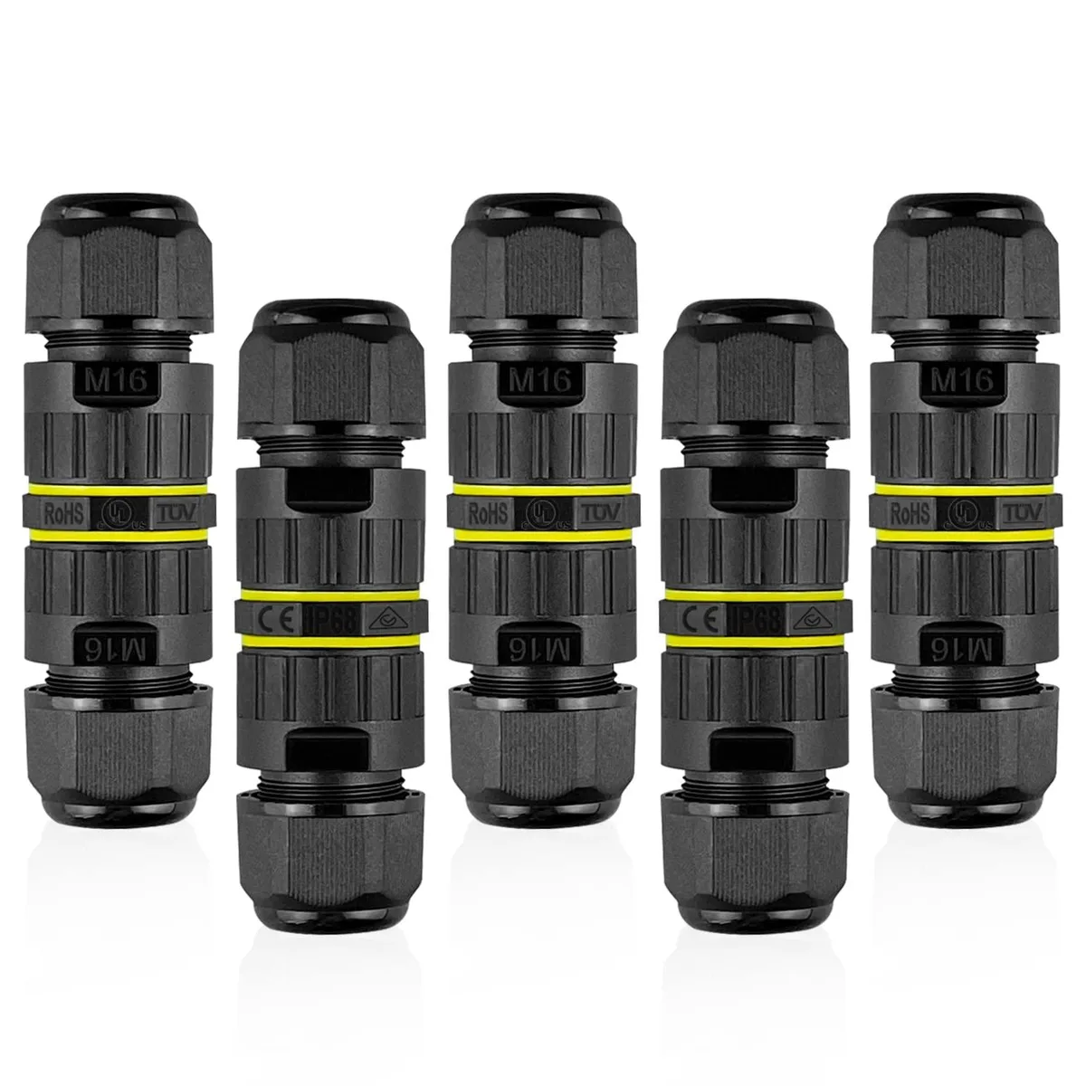 BONAEVER BONAEVER 2 Way 2 Pin Junction Box IP68 M16 5 Pack — product photo
