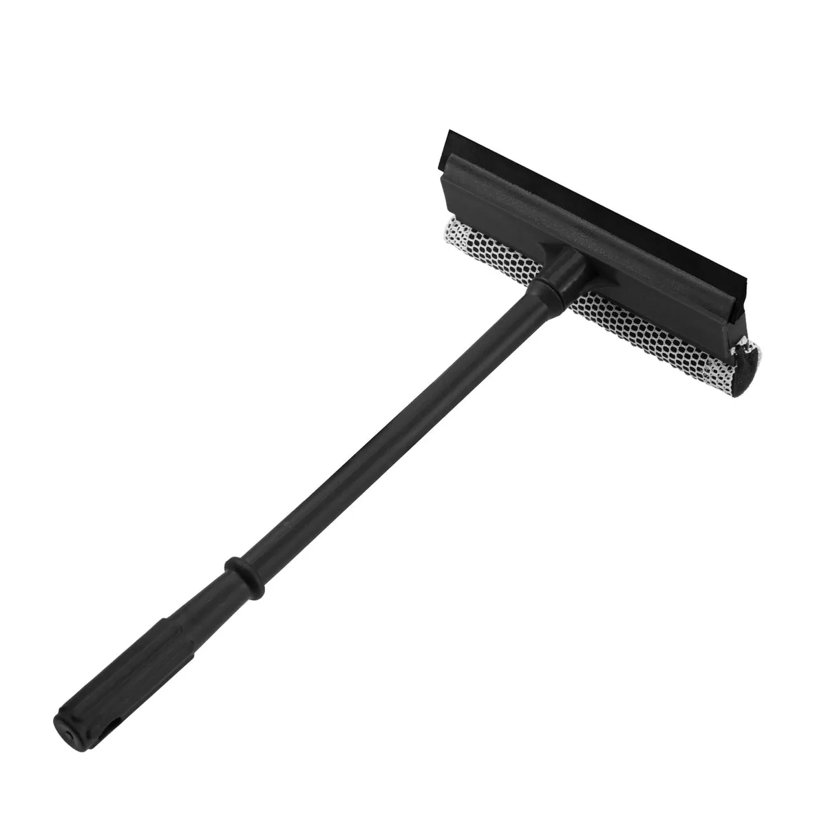 Blue 2-in-1 window squeegee with 15.9 inch stainless steel handle and sponge head