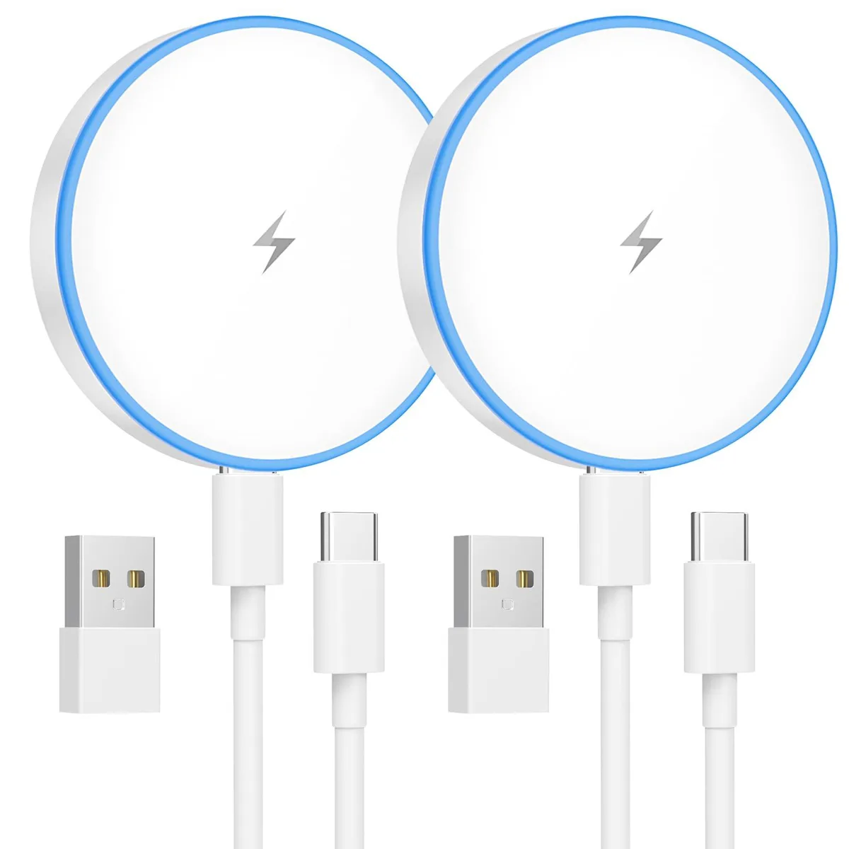 KEHIPI KEHIPI 2-Pack 15W MagSafe Wireless Charger White USB-C Dual Ports — product photo