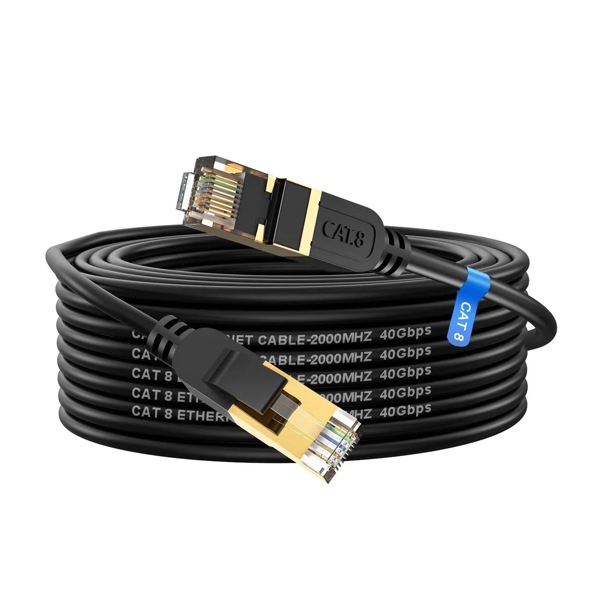 Bipra Bipra Cat8 Ethernet Cable 30FT 26AWG 40Gbps 2000MHz Gold RJ45 2 in 1 accessory — product photo