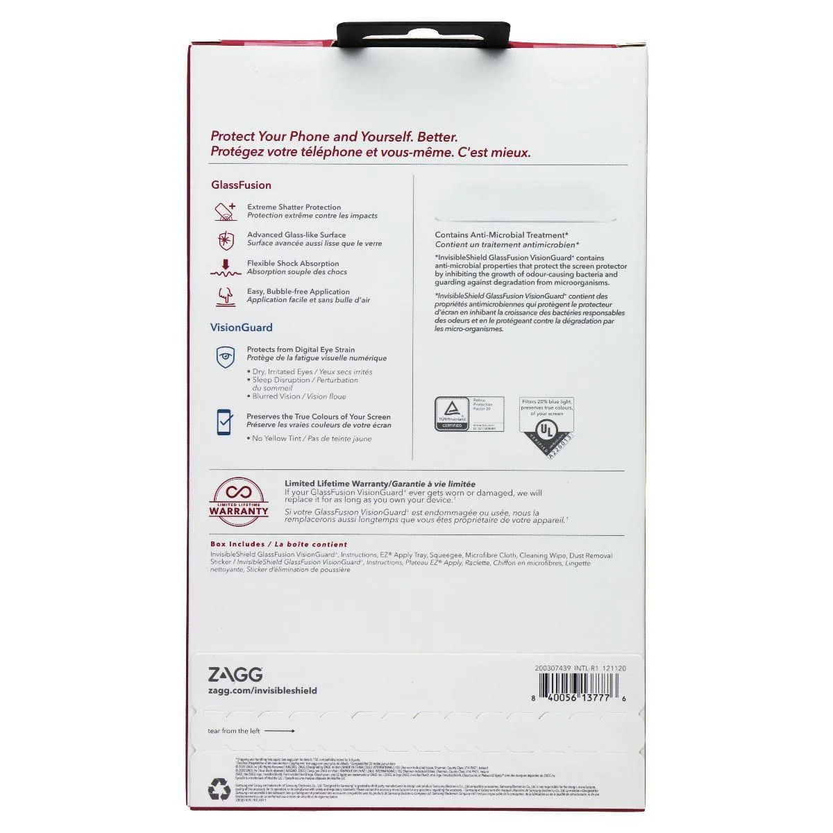 ZAGG ZAGG Invisible Shield GlassFusion VisionGuard+ Screen Protector for Galaxy S21 Ultra 5G — product photo
