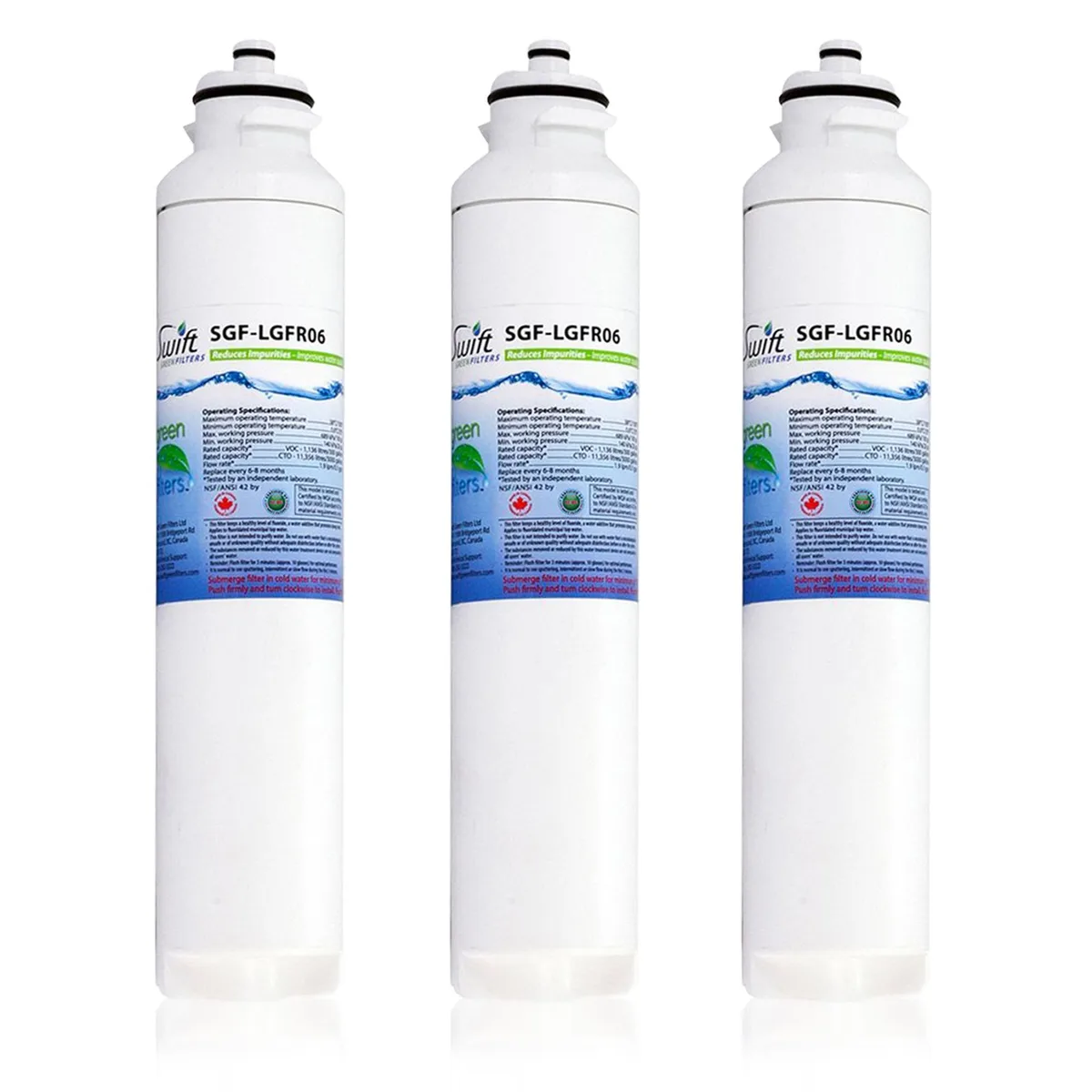 Swift Green Swift Green SGF-LGFR06 Refrigerator Water Filter 3 Pack — product photo