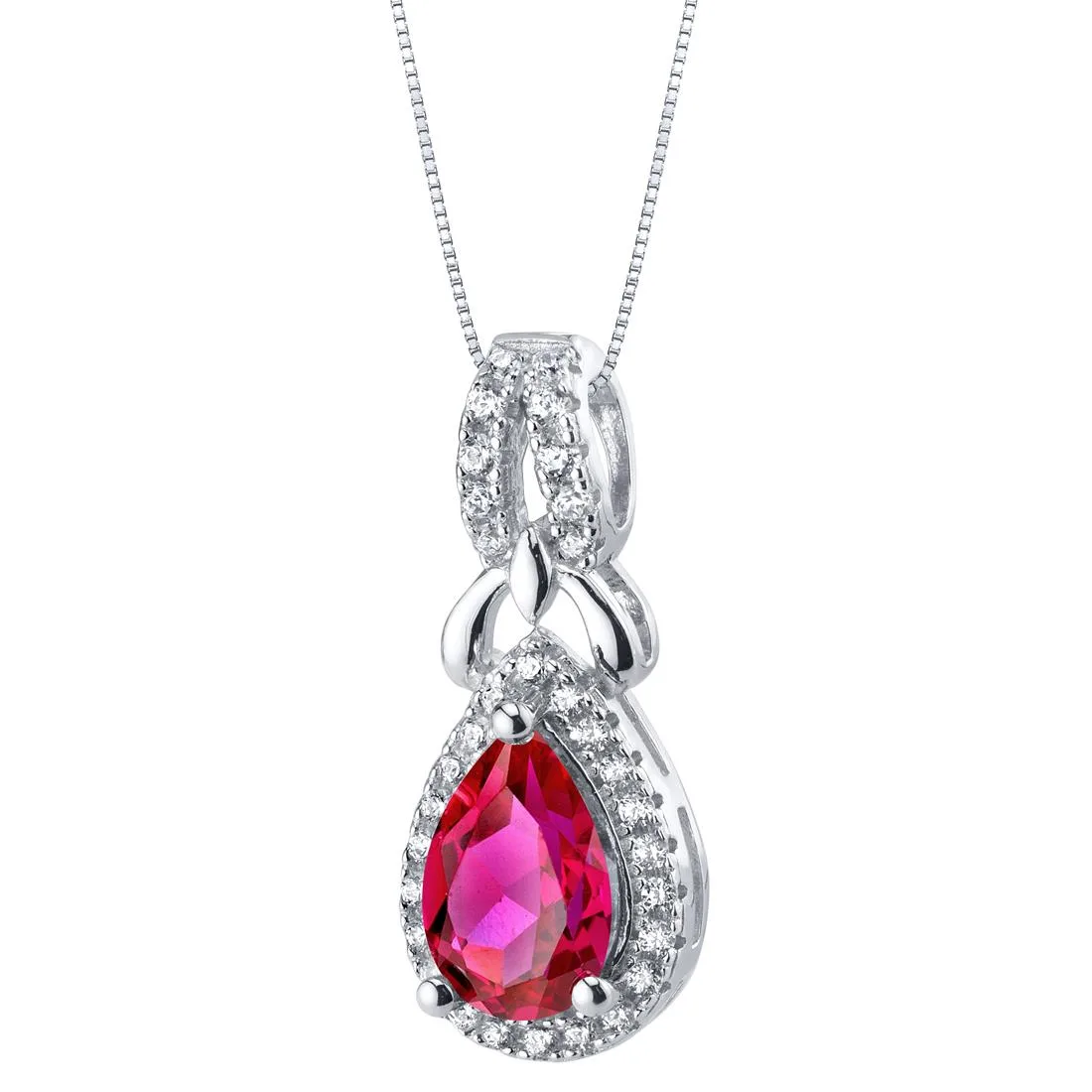 Oravo Oravo Created Ruby Sterling Silver Halo Pendant Necklace 18" 1.5ct — product photo
