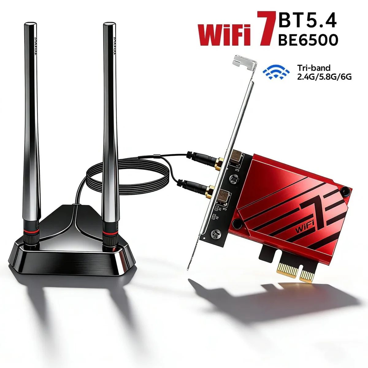 AUTYUE AUTYUE BE6500 Wi-Fi 7 PCIe Wireless Adapter Red — product photo