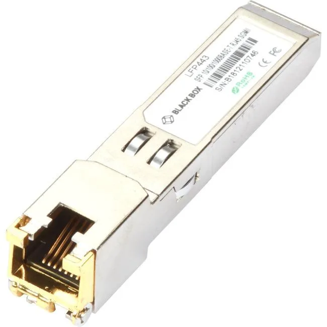 Black Box Corporation Black Box Corporation LFP443 SFP Transceiver 1.25 Gb 10/100/1000 BASE-T SGMII 100 m RJ45 — product photo