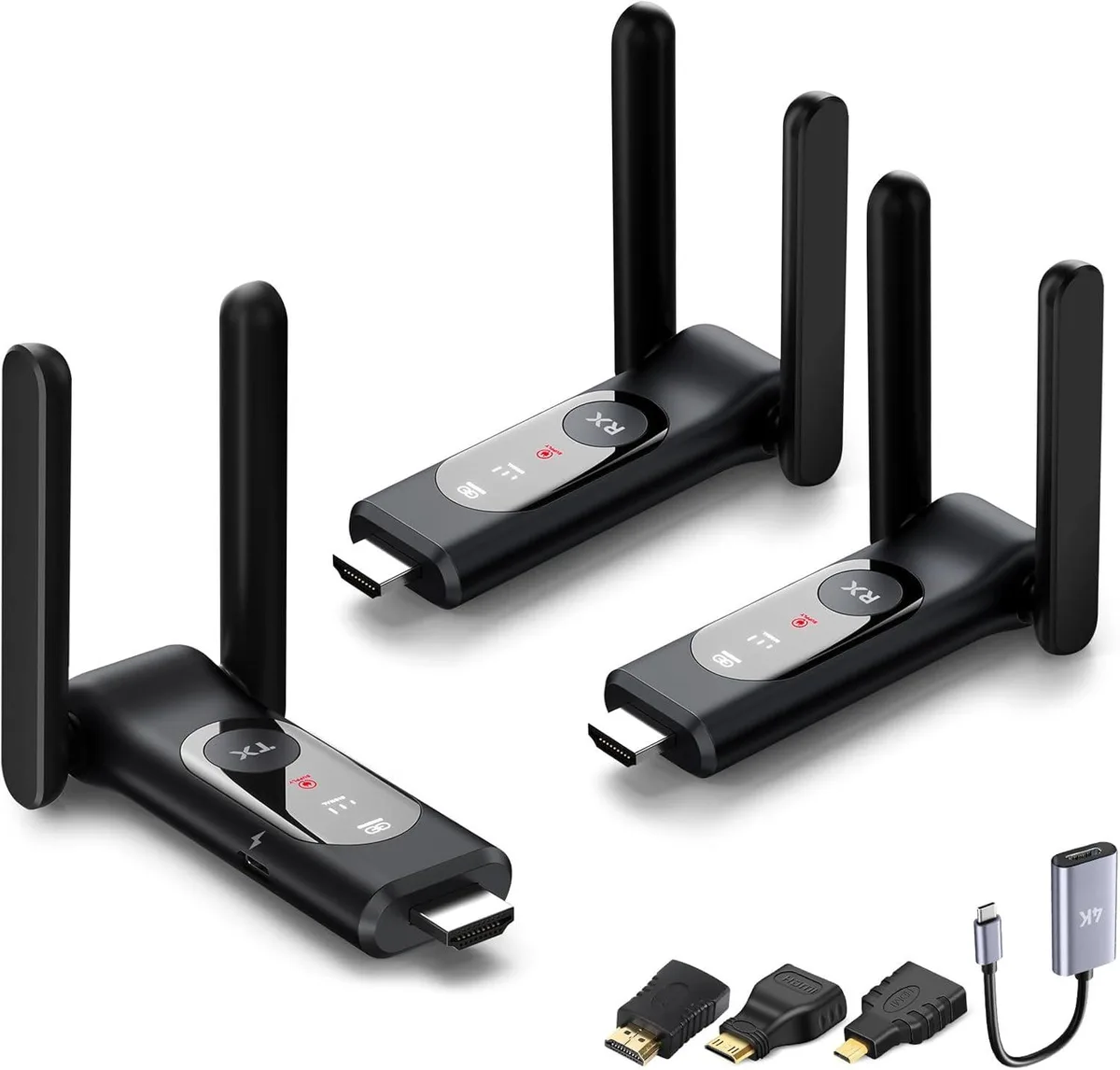 BFKK BFKK Wireless HDMI Transmitter 2 Receivers 50M 165FT KVM Switch — product photo