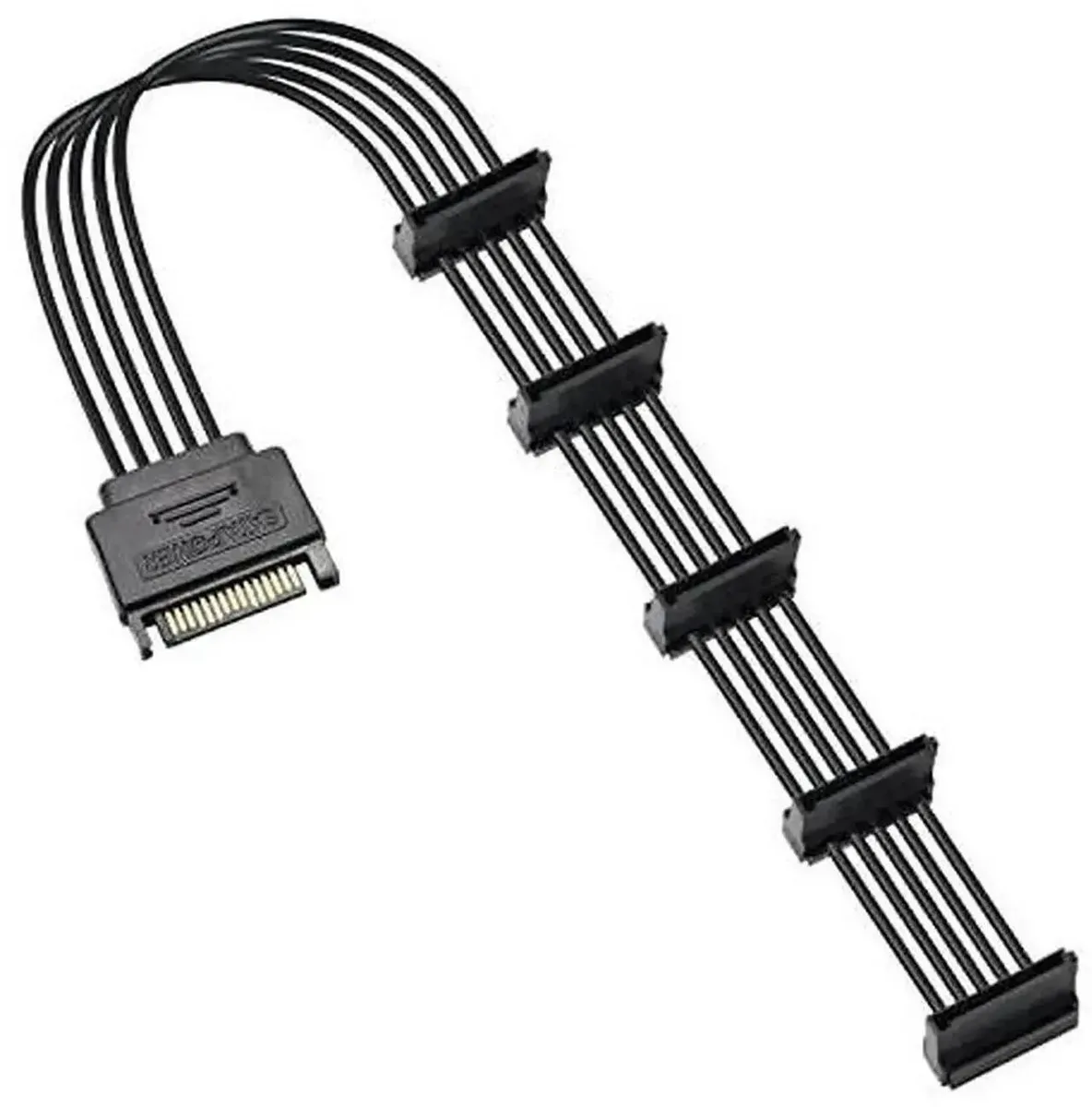 SMUGDESK SMUGDESK 15Pin SATA Male to 5 x 15Pin SATA Female Right Angle Power Splitter Cable 50cm — product photo