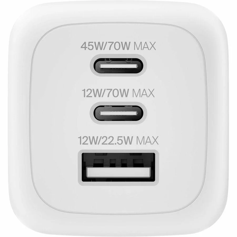 Belkin Belkin BoostCharge Pro 3-Port GaN Wall Charger 70W ac adapter WCH018DQWH — product photo