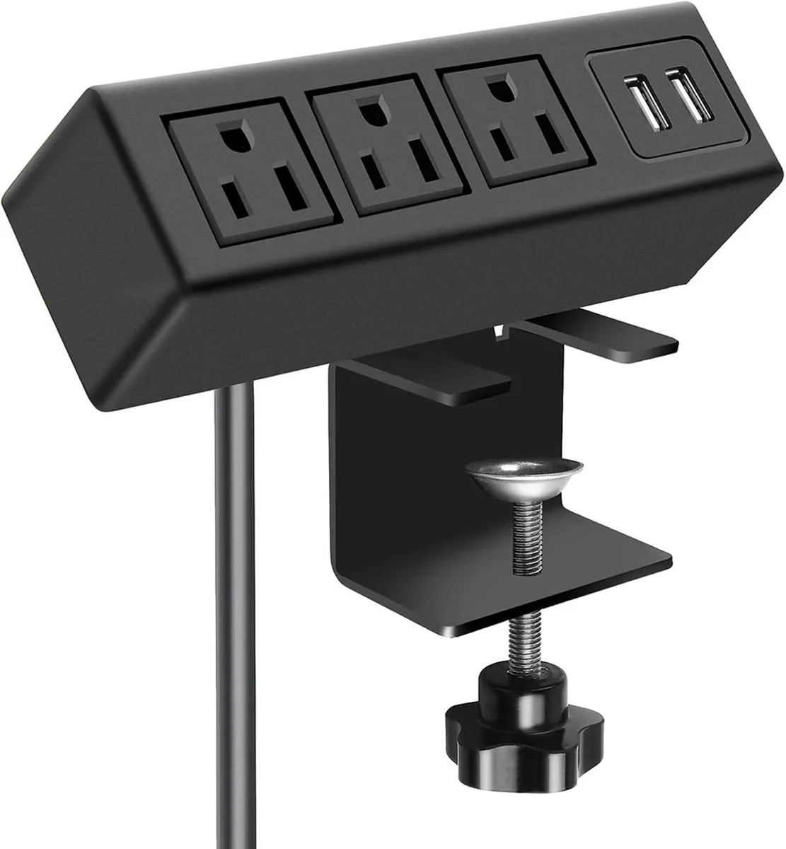 Corn Electronics Corn Electronics 3 Outlet Desk Clamp Power Strip 6 ft 1500 W Black — product photo