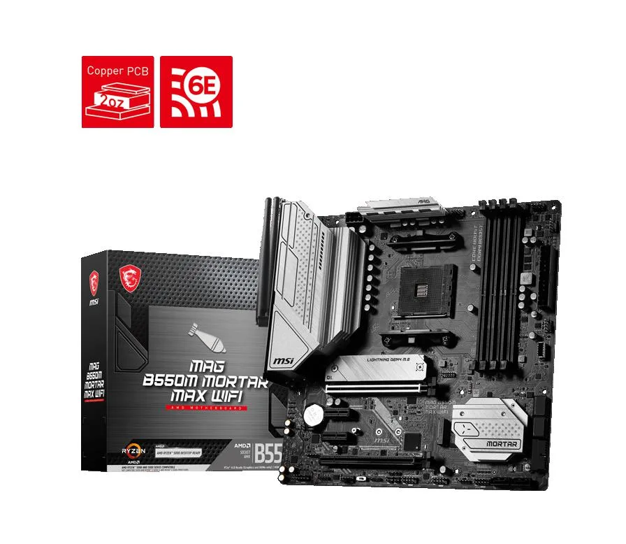MSI MSI MAG B550M MORTAR MAX WIFI Micro ATX AMD motherboard — product photo