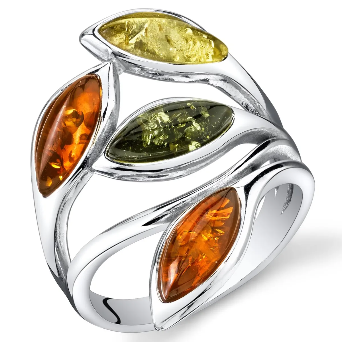 Oravo Oravo SR11300 Baltic Amber Leaf Ring Sterling Silver 925 3.6g — product photo