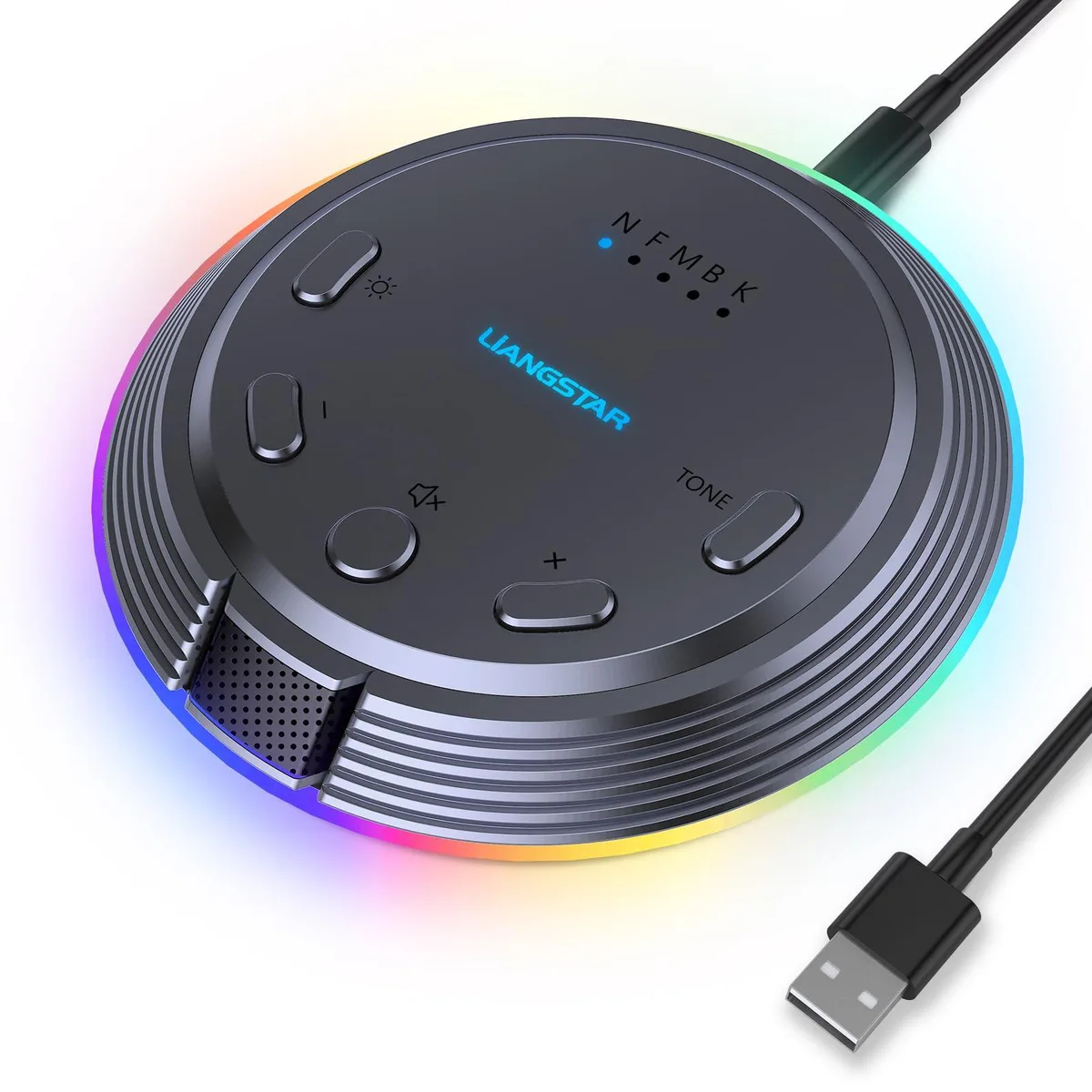  LIANGSTAR HK1 USB Microphone Dark Gray 5 Voice Changes 7 RGB Modes — product photo