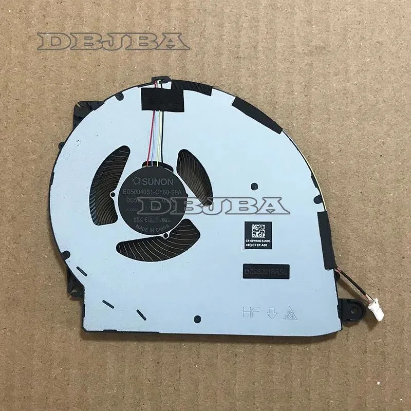 Black laptop CPU cooling fan with plastic housing and visible blades
