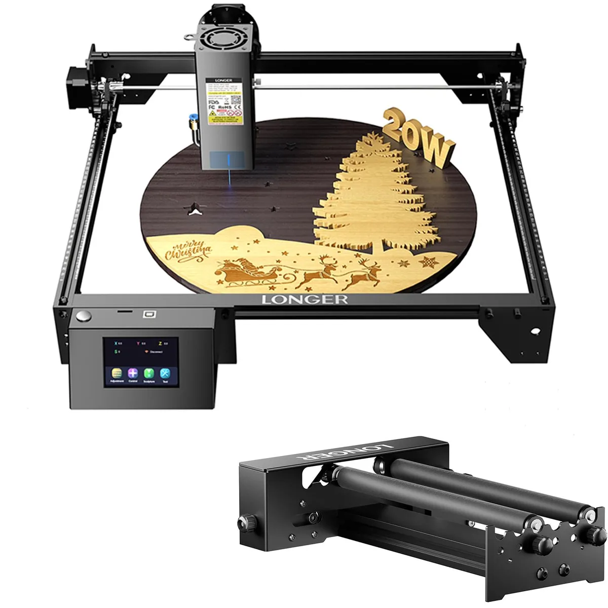 LONGER LONGER RAY5 20W Laser Engraver & Rotary Roller — product photo