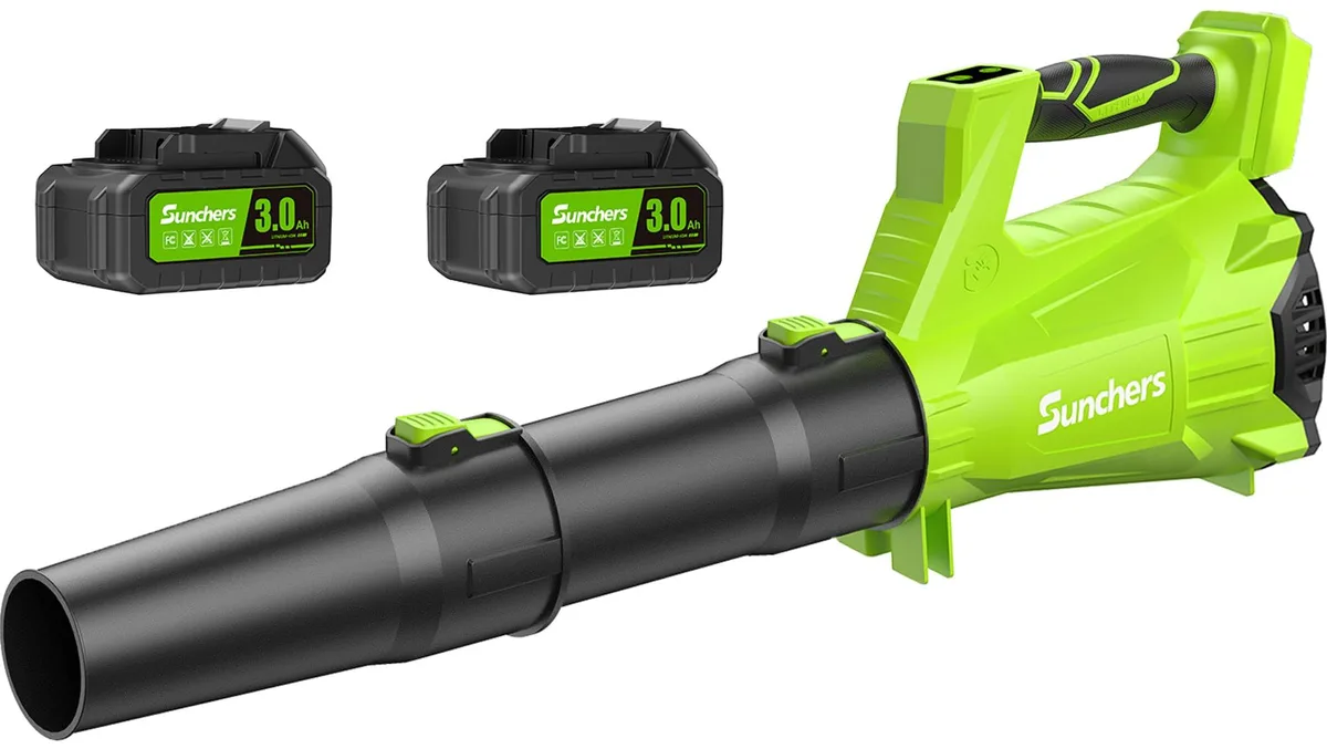 SUNCHERS JP5002 20V 680CFM 260MPH Leaf Blower 2×3.0Ah — product photo