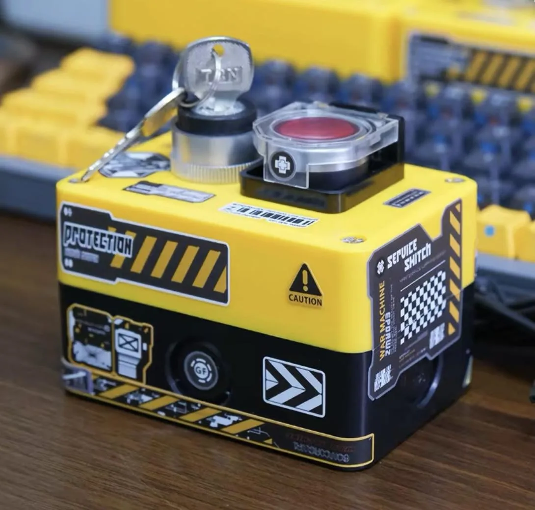 BFKK BFKK Wired Desktop Power Button Atomic Nuclear Bomb Rocket Launch Big Red Button Yellow — product photo