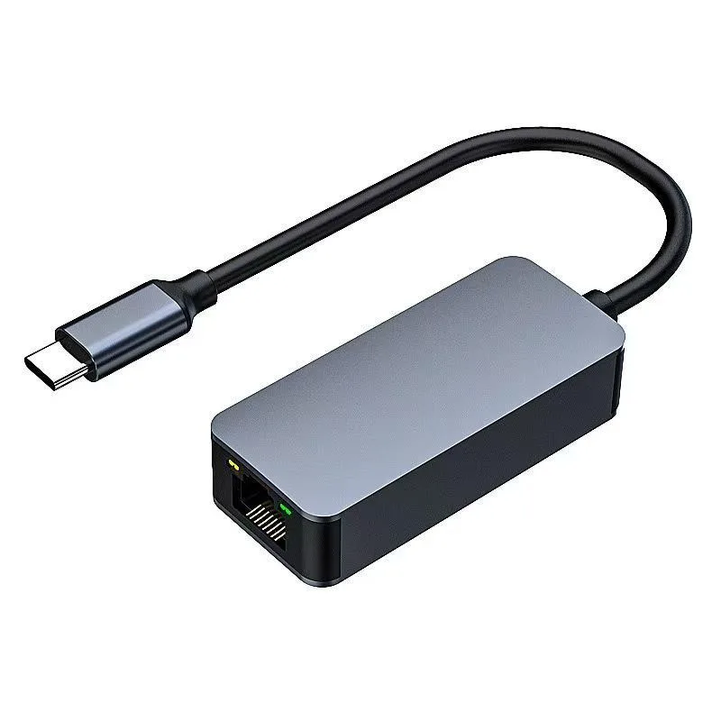 Compact USB-C to RJ45 2.5G Ethernet adapter in dark finish