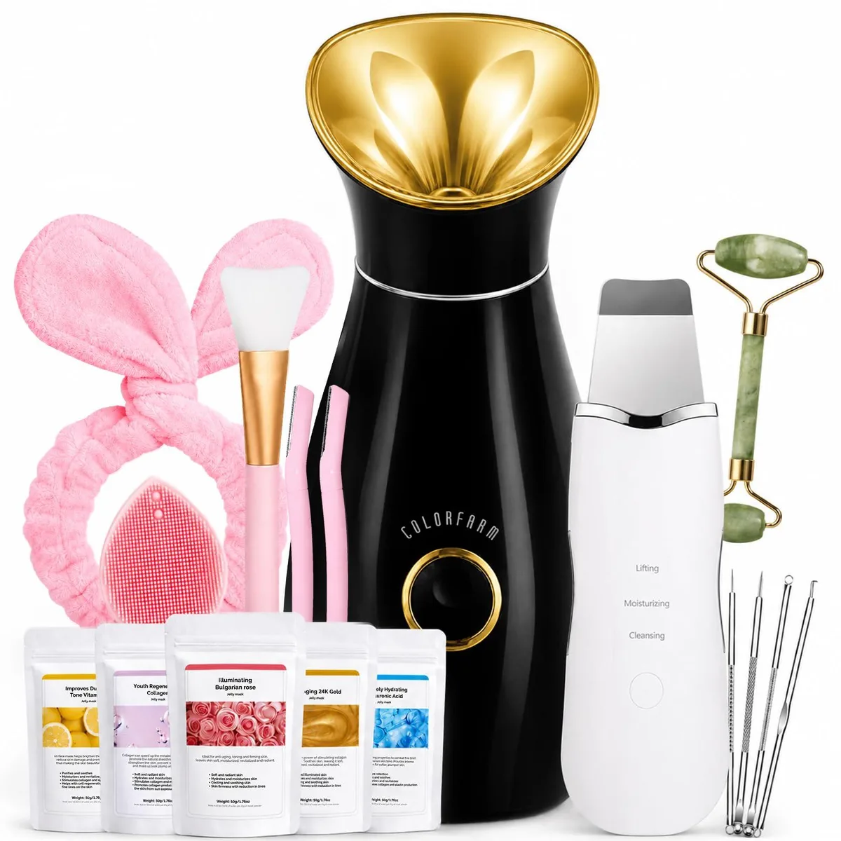 colorfarm MK-FS60 facial steamer with 17 tools — product photo