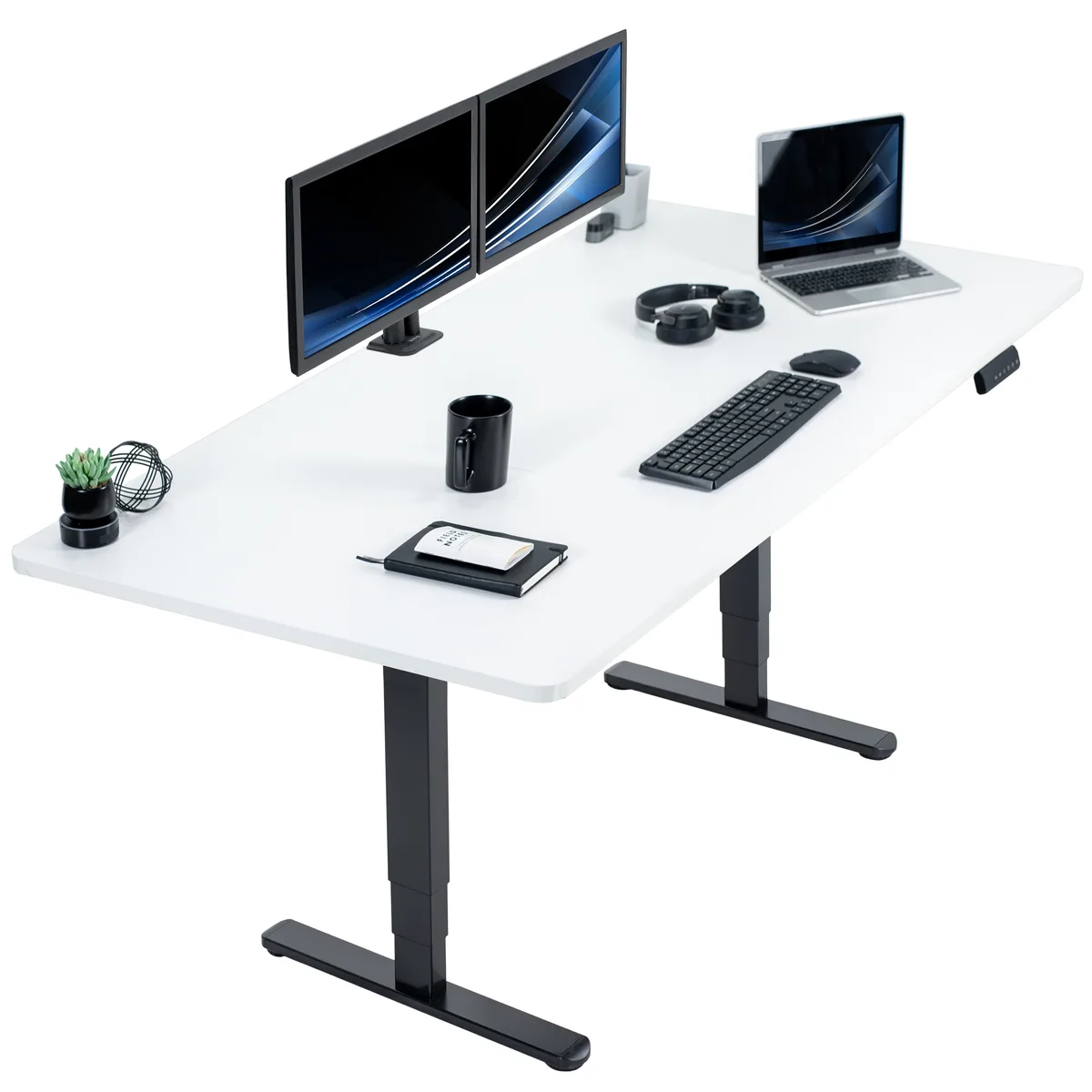 VIVO VIVO Electric 71 x 36 Standing Desk White Top Black Frame office furniture — product photo