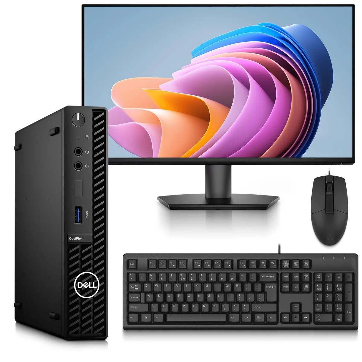 DELL DELL OptiPlex 3090 Micro desktop PC i5-10500T 16GB DDR4 128GB SSD Win 11 Pro 24" monitor — product photo