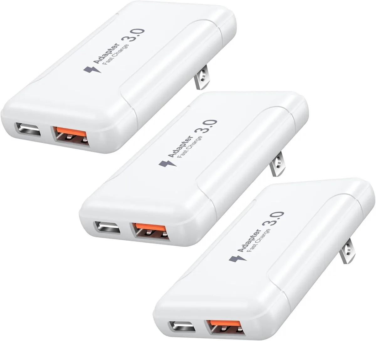 ONITOON ONITOON Flat USB-C Wall Charger 3-Pack 40W PD30W Foldable Plug — product photo