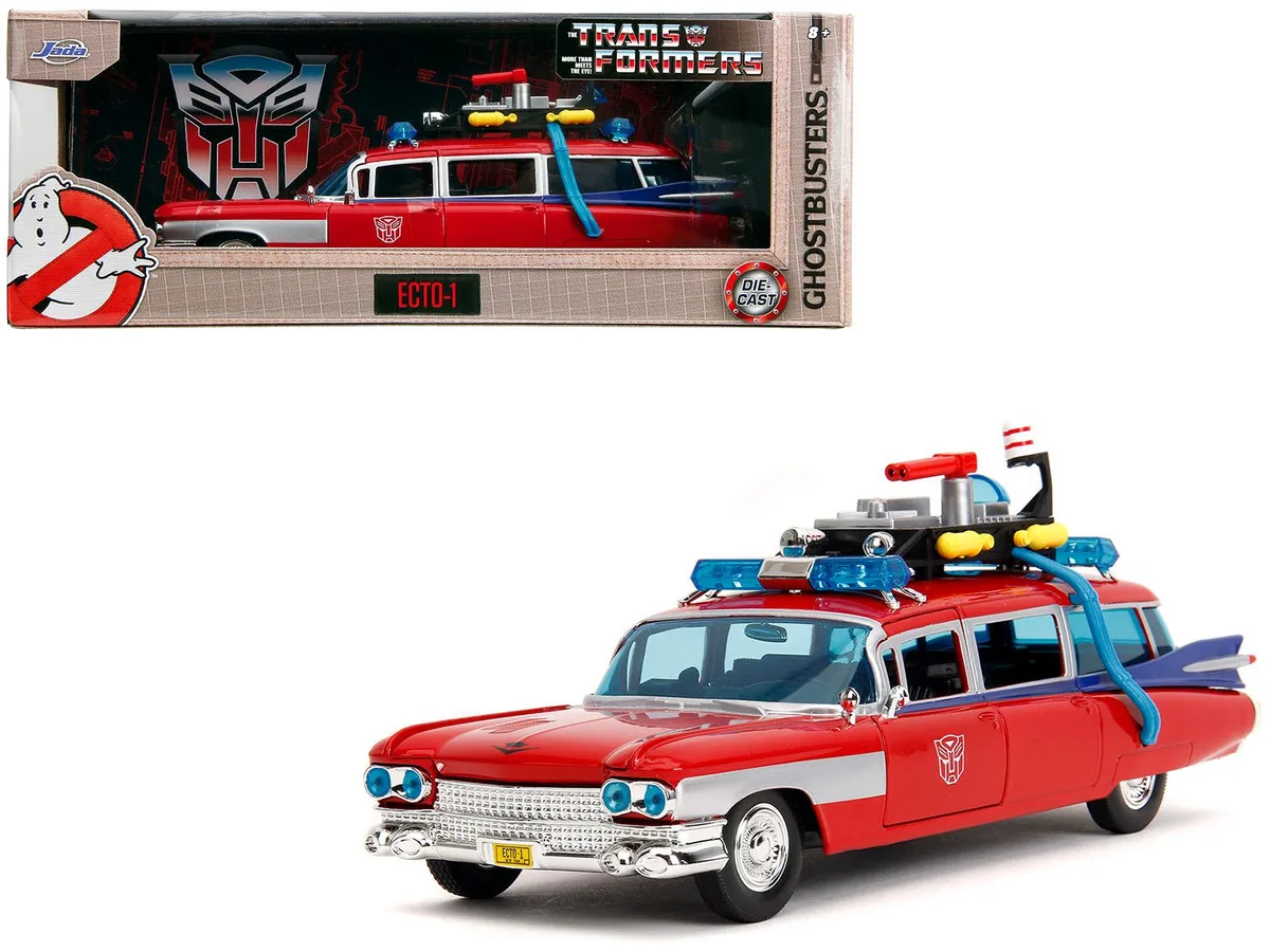 Jada Jada 1959 Cadillac Ambulance Ecto-1 Red Transformers Ghostbusters 1/24 Diecast — product photo