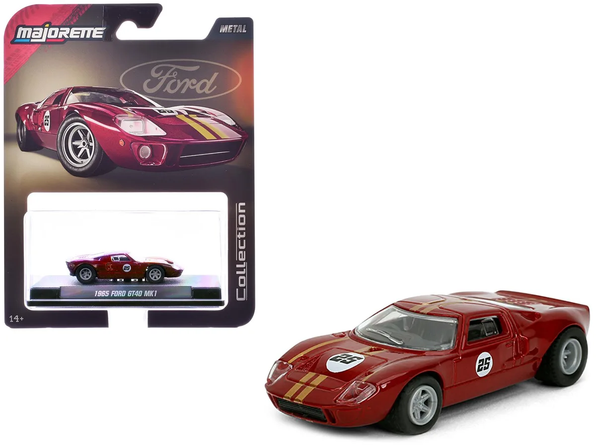 Majorette Majorette 1965 Ford GT40 MK1 #25 Red Metallic Gold Stripes 1/64 Diecast Hobby Collectible — product photo