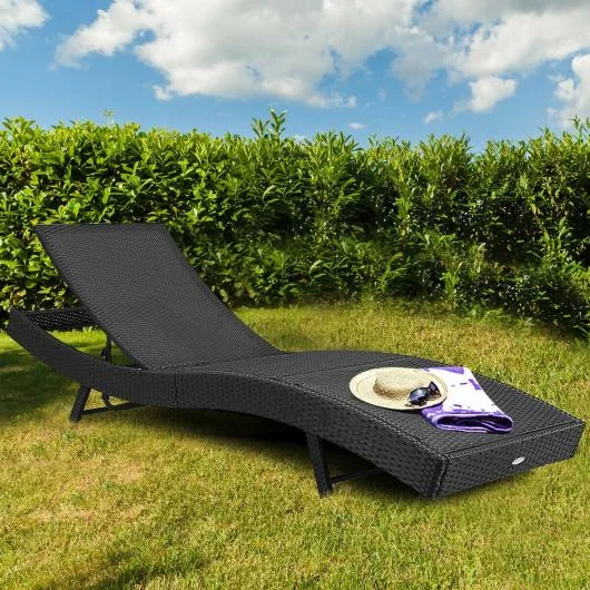 SlickBlue SlickBlue Outdoor Rattan Chaise Lounge Chair Black 84.5" x 27.5" x 12.5 — product photo