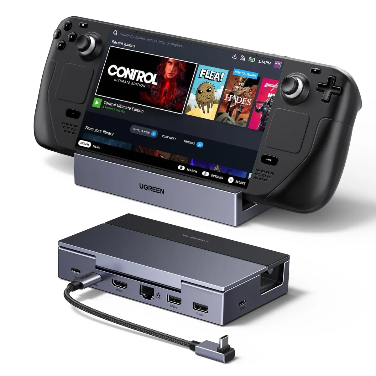 Vszerda Vszerda 75126 6-in-1 Docking Station 4K@120Hz HDMI 2.1 100W PD Gigabit Ethernet Grey — product photo