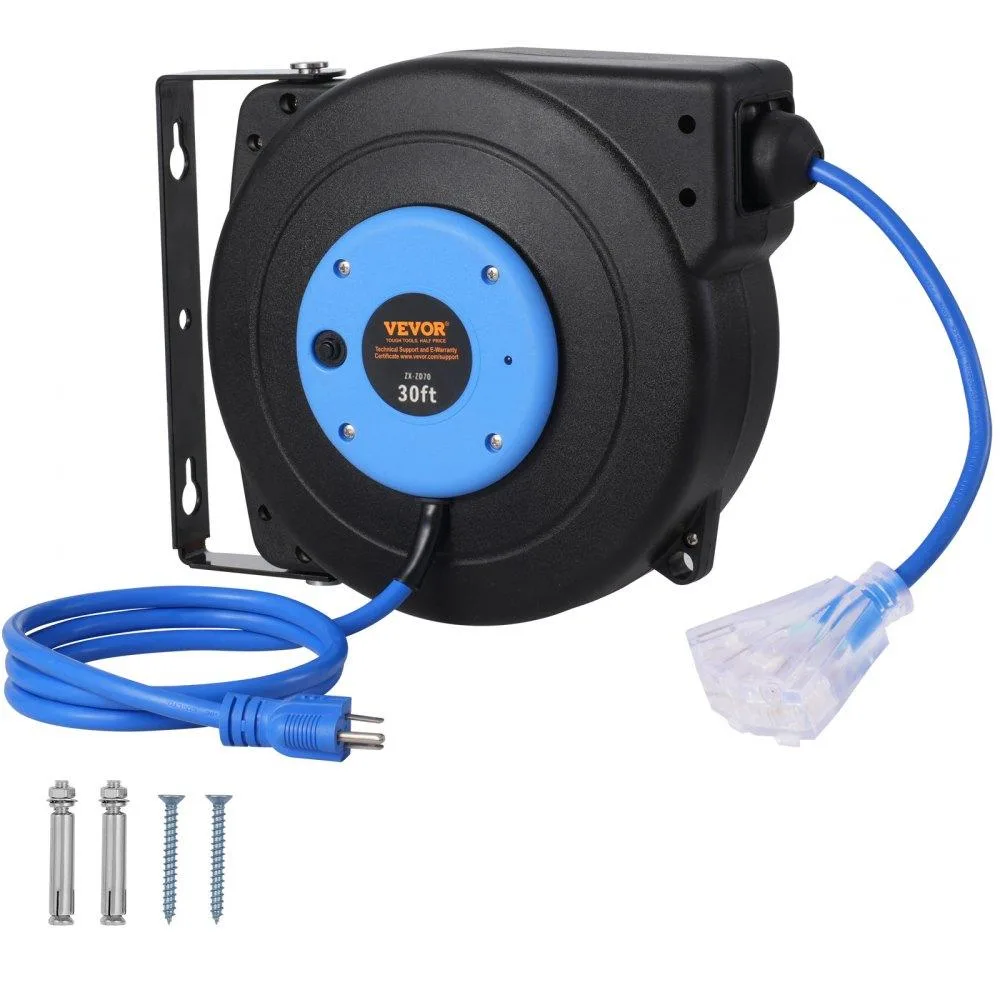 VEVOR VEVOR Retractable Extension Cord Reel 30 FT 16AWG 10A 125V 4.5FT Lead-in Cord Specialty Appliance — product photo