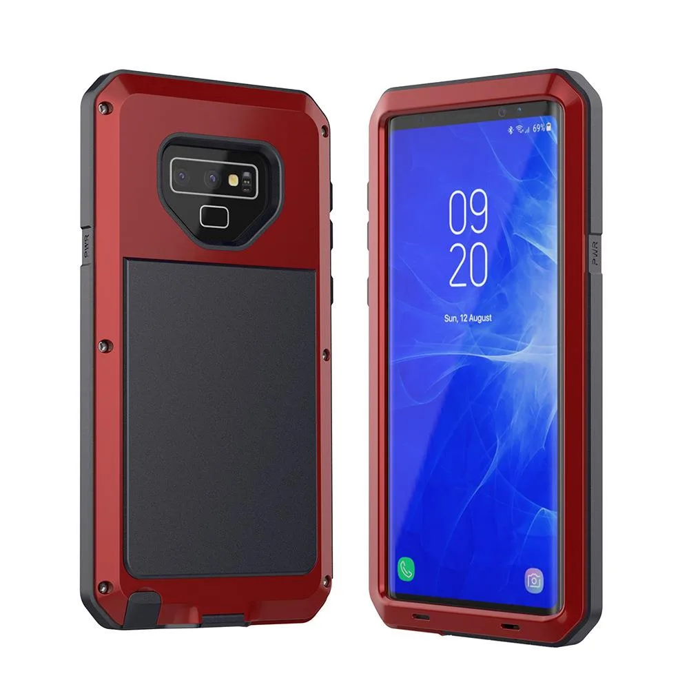 Red metal and silicon armor case for Samsung Galaxy Note 9