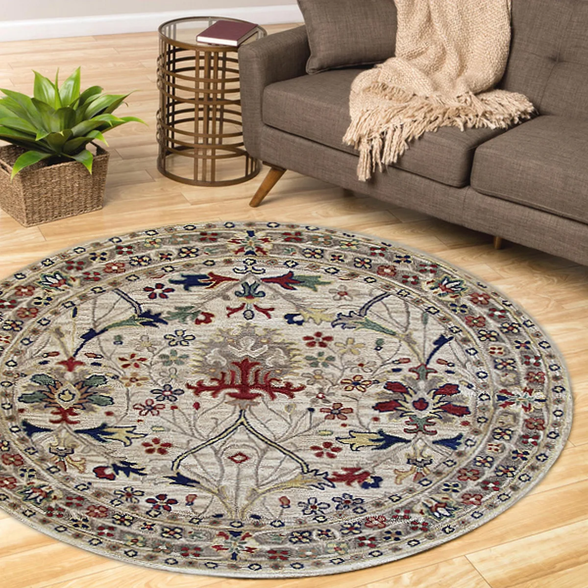 EORC EORC OT31IV4X4R Hand-Tufted Wool Area Rug 4' Round Ivory — product photo