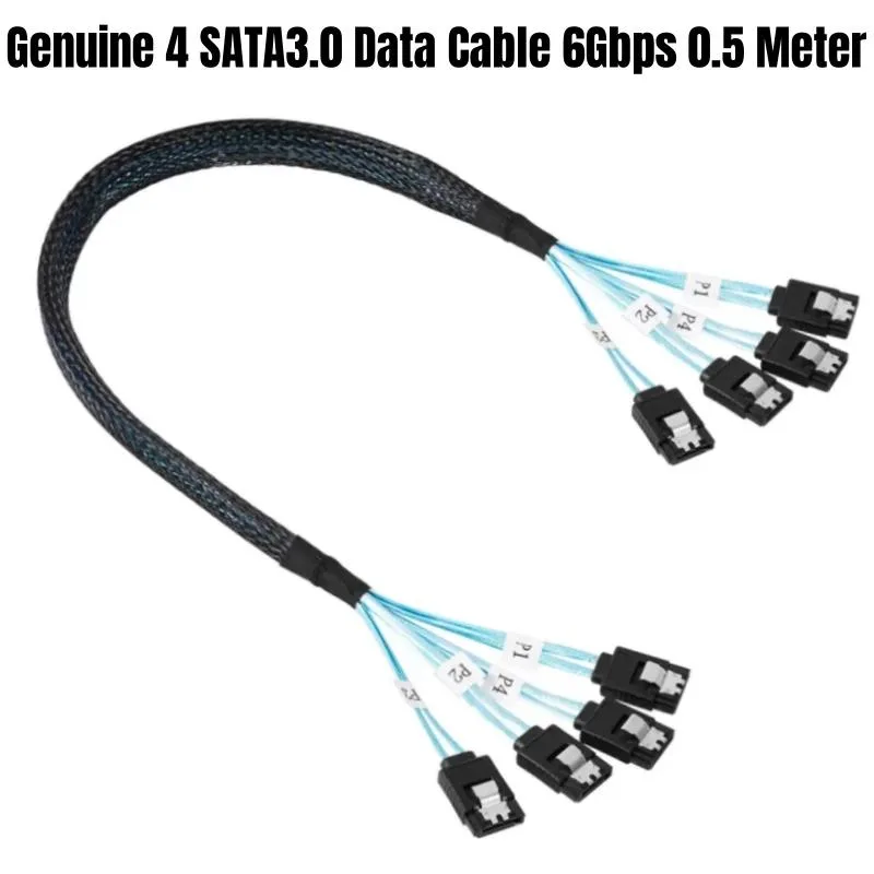 Six blue SATA cables with 7-pin connectors, 0.5 m each