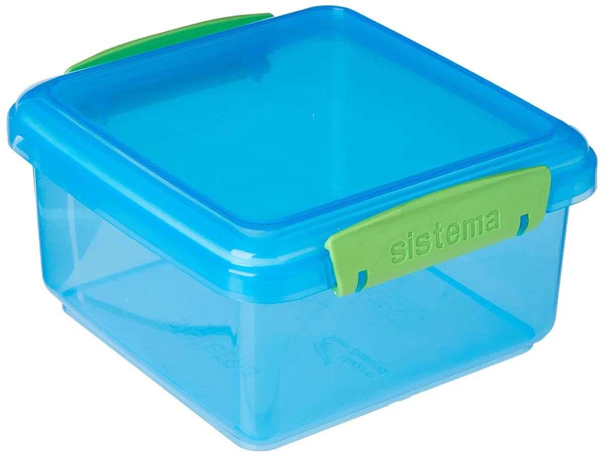 Red rectangular 1.2 L silicone food container with clip-lock lid