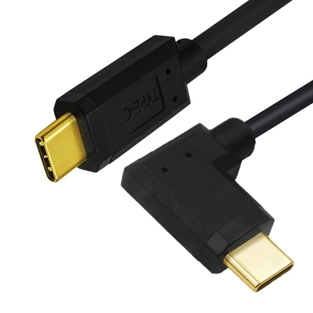 Black USB-C cable with locking thumbscrew connectors on both ends, one metre long