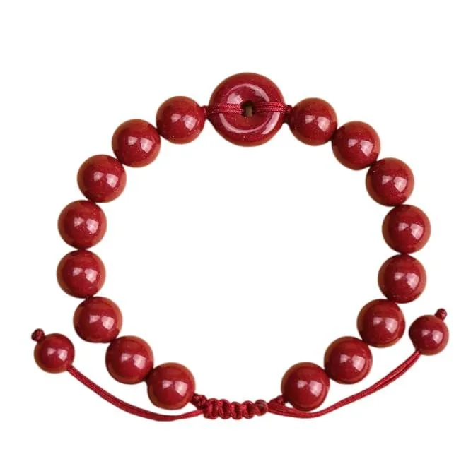 Red Cinnabar & Purple Sand Bead Bracelet 8mm — product photo