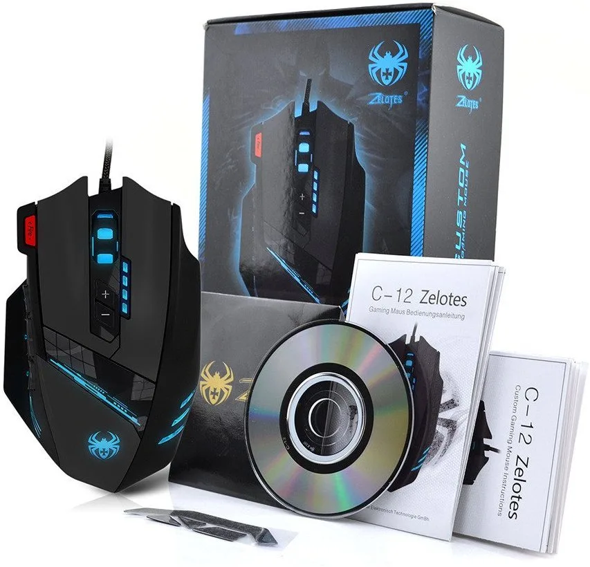 LUOM LUOM C-12 Gaming Mouse 12 Buttons 4000 DPI Black — product photo