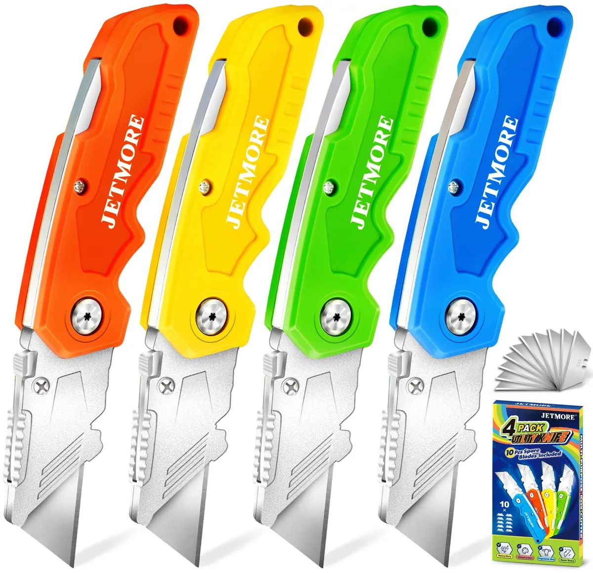 Jetmore JM-4ZDTXD-002 4 Pack Folding Utility Knife general craft — product photo