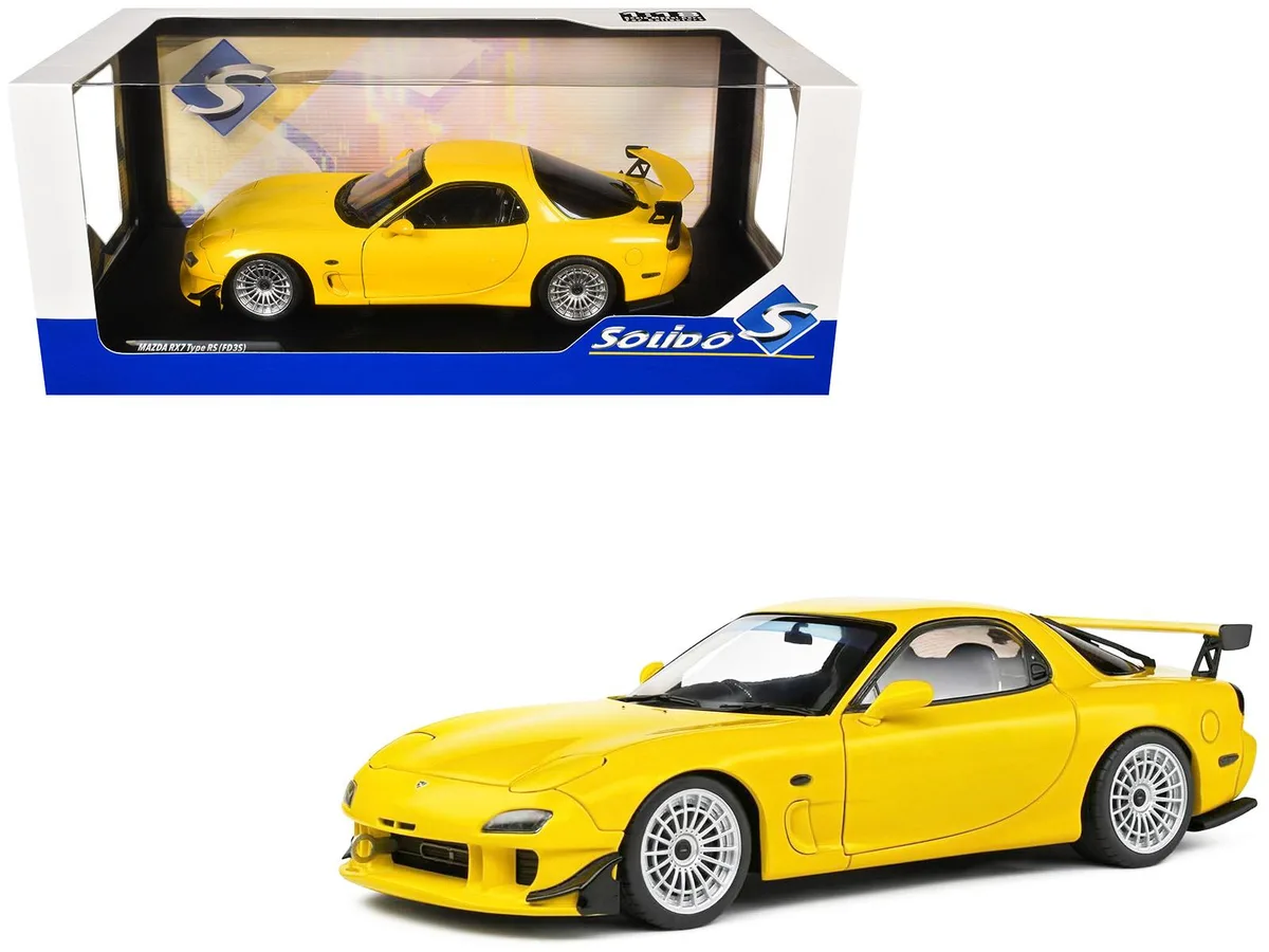 Solido Solido 1994 Mazda RX7 Type RS FD3RS RHD Yellow 1/18 Diecast Car — product photo