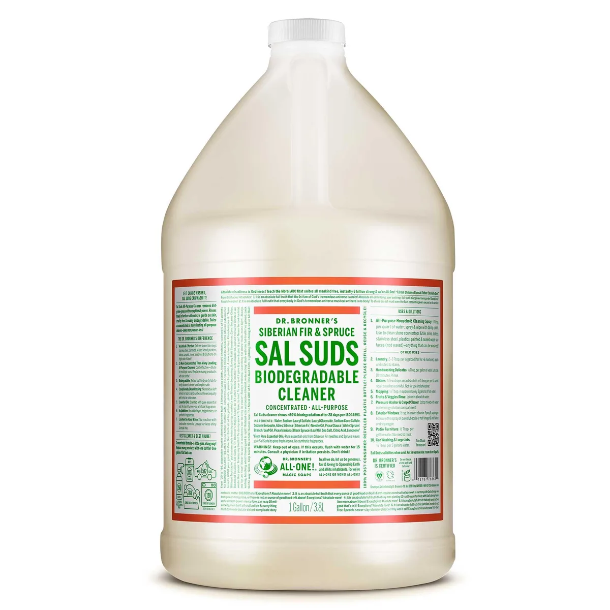Dr. Bronner's Sal Suds Biodegradable Cleaner Fir Spruce 1 Gallon — product photo
