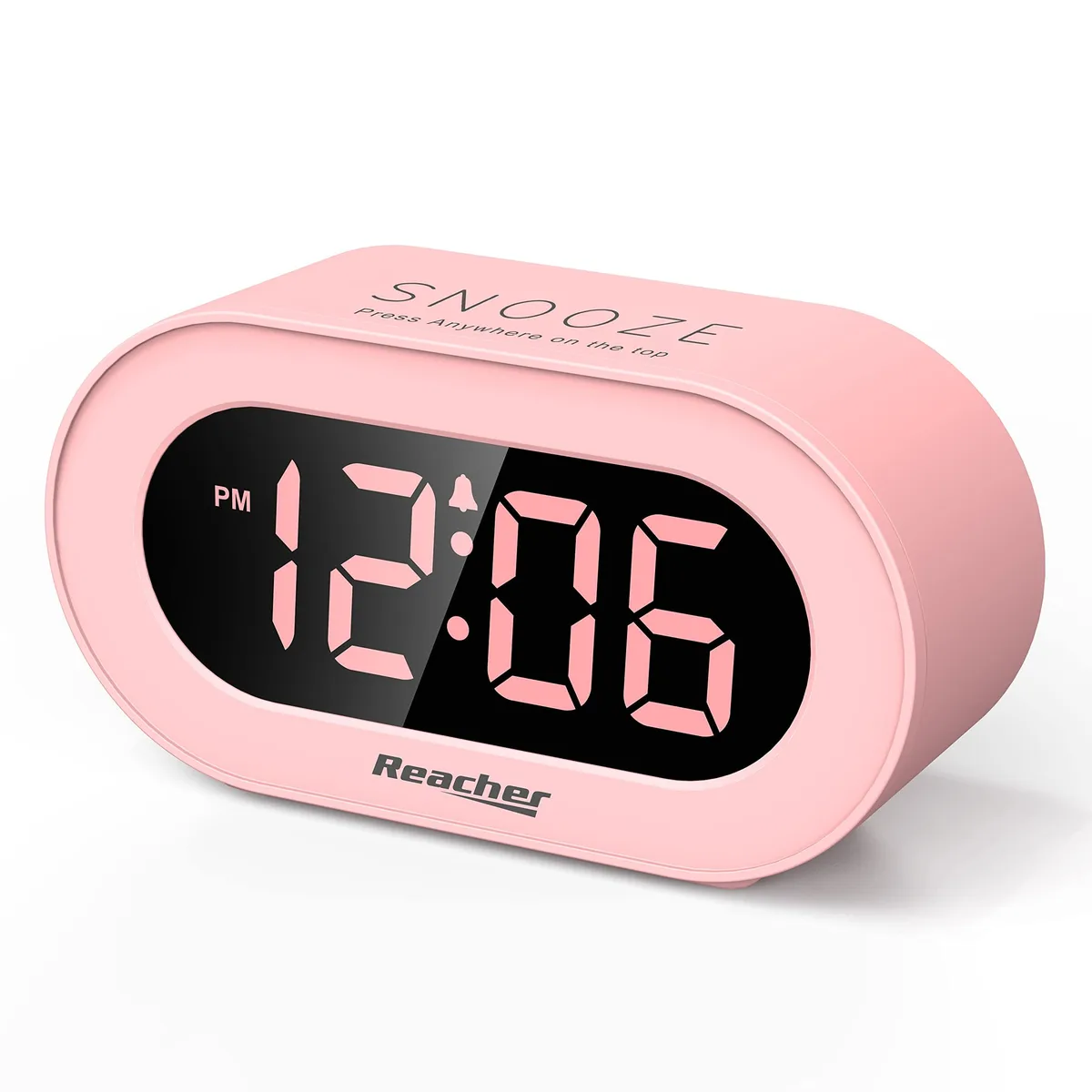 Pink Girls Alarm Clock for Kids, 1.2" LED, 5.6" W — product photo