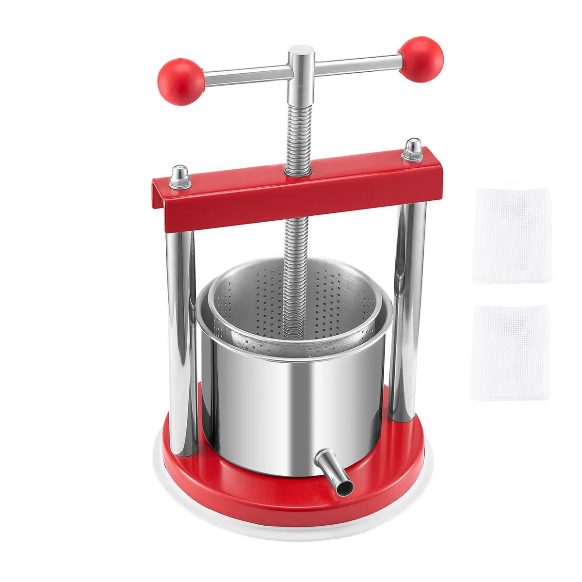 VEVOR VEVOR 0.44 Gal 1.65 L Fruit Wine Press 2 Stainless Steel Barrels Manual Juice Maker — product photo