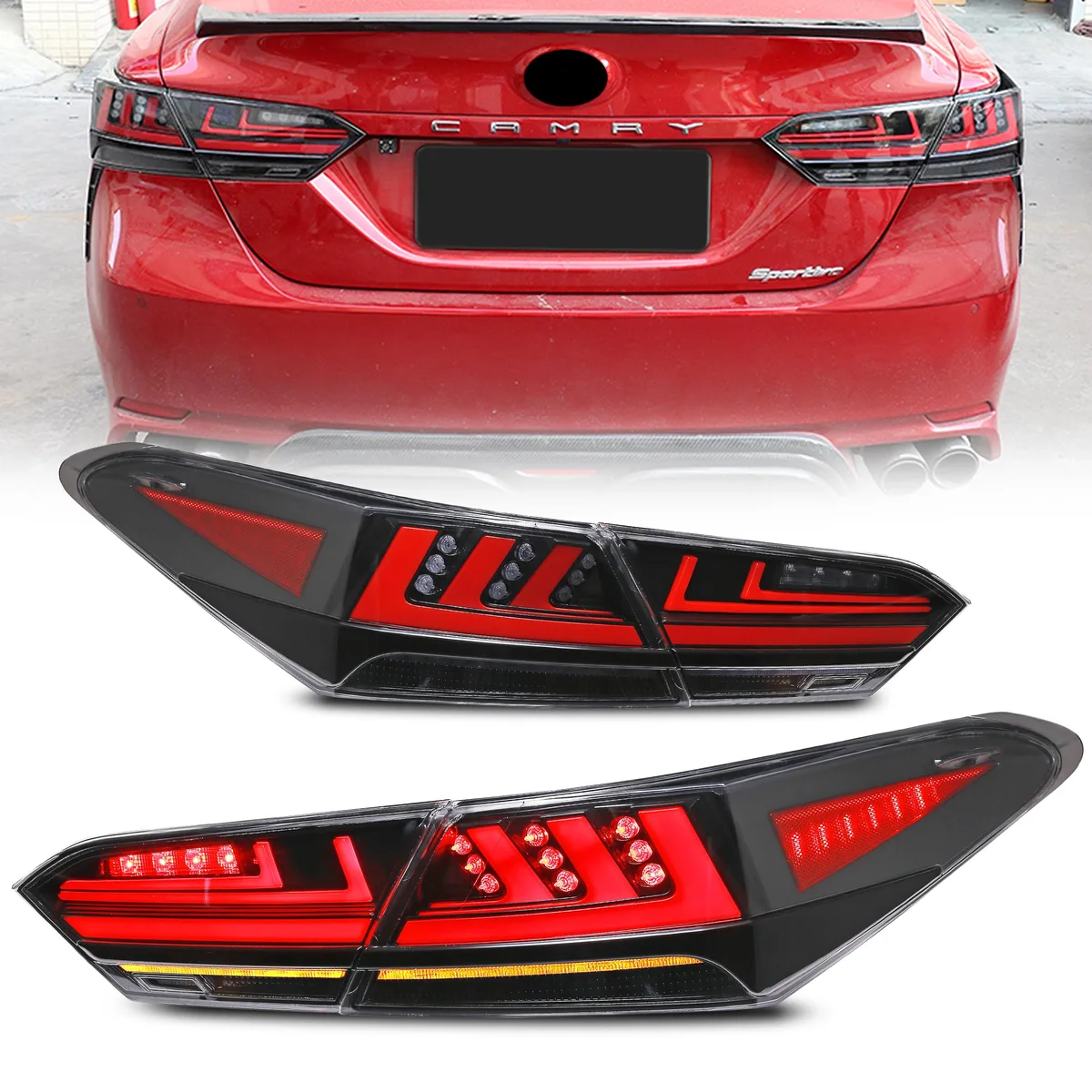 inginuity time inginuity time WD-1042A-S LED Tail Lights 2018-2023 Toyota Camry Black Set of 2 — product photo