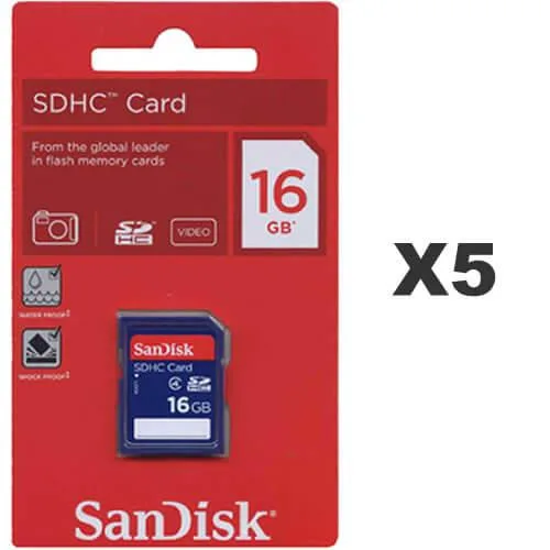 SanDisk SanDisk 16GB SDHC Class 4 SDSDB-016G-B35 memory card (5 pack) — product photo
